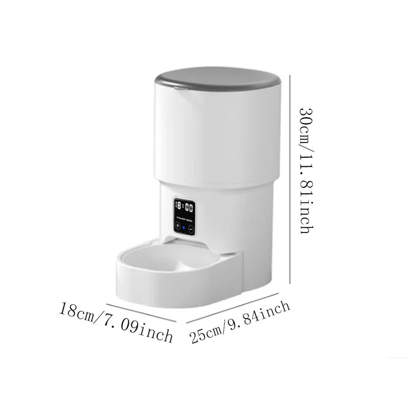 Smart Automatic Pet Feeder 4L APP/Button Control for Cats & Dogs, Timer Feeder with Voice Recorder, Perfect for Travel/Vacation