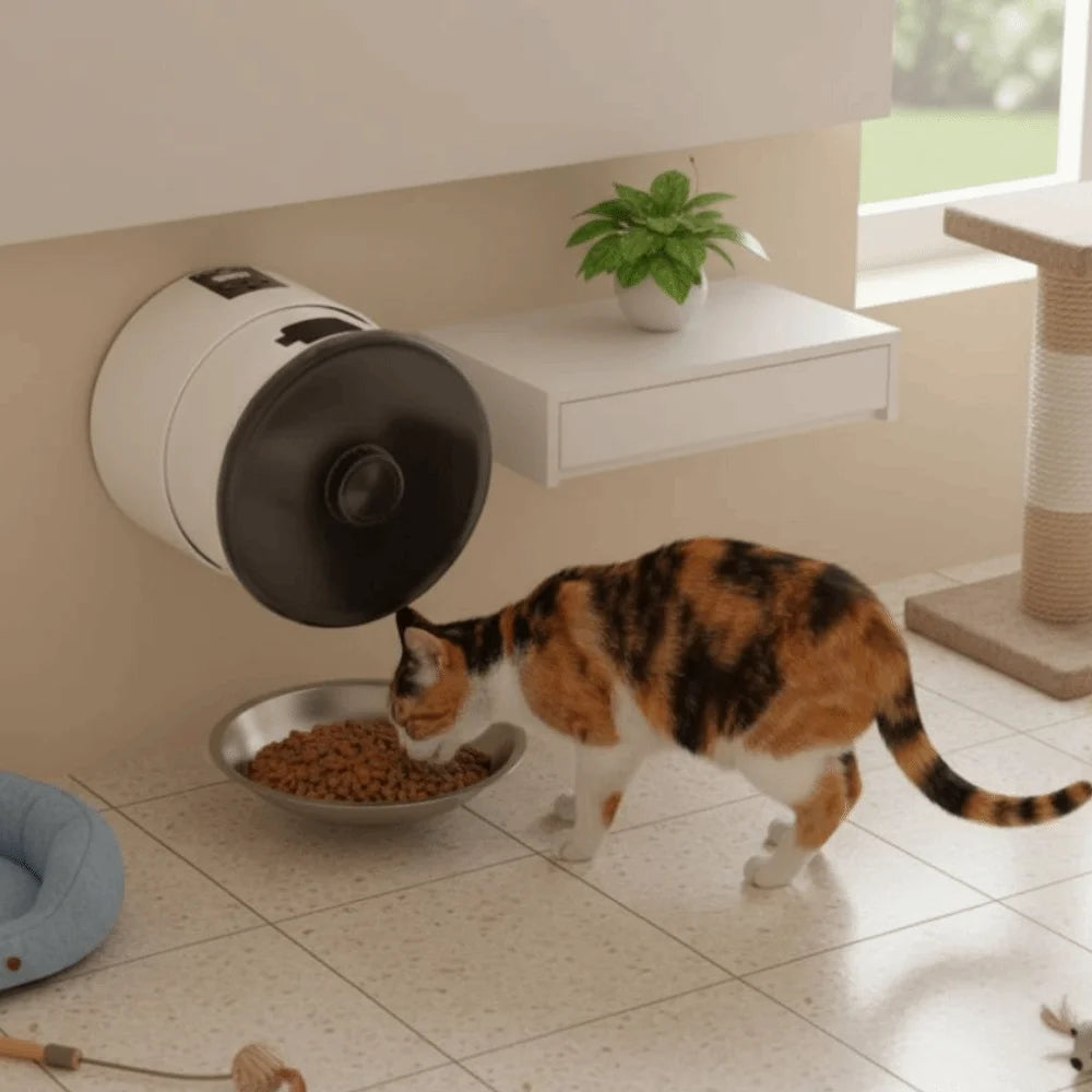 Button/WIFI Control Pet Automatic Feeder Wall Mounted Timed Feeding Pet Food Dispenser Electric Quantitative Dog Feeding Machine