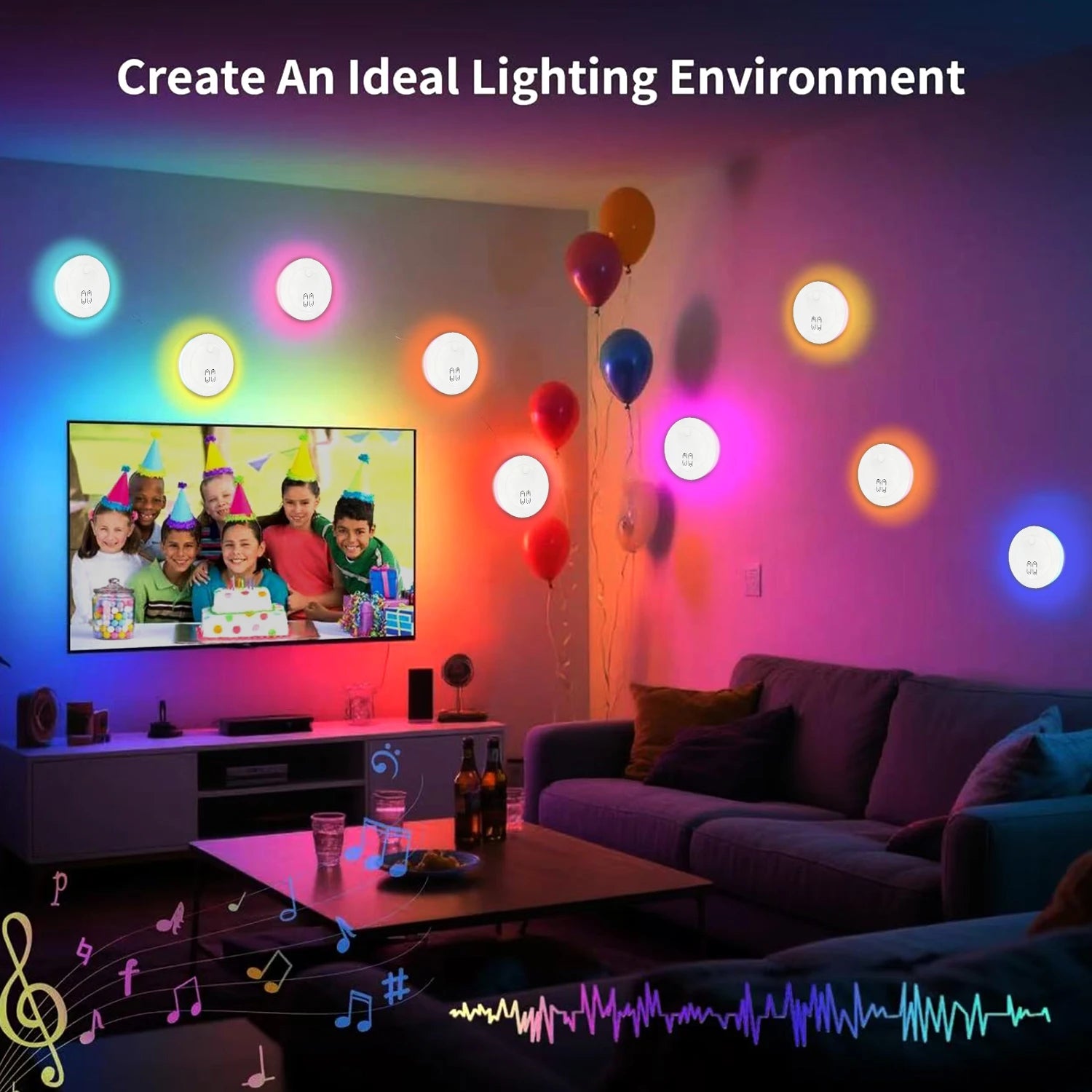 Smart LED Wall  Light, APP Control, Dynamic RGBIC Light with Music Sync,  Dimmer & Timers, White