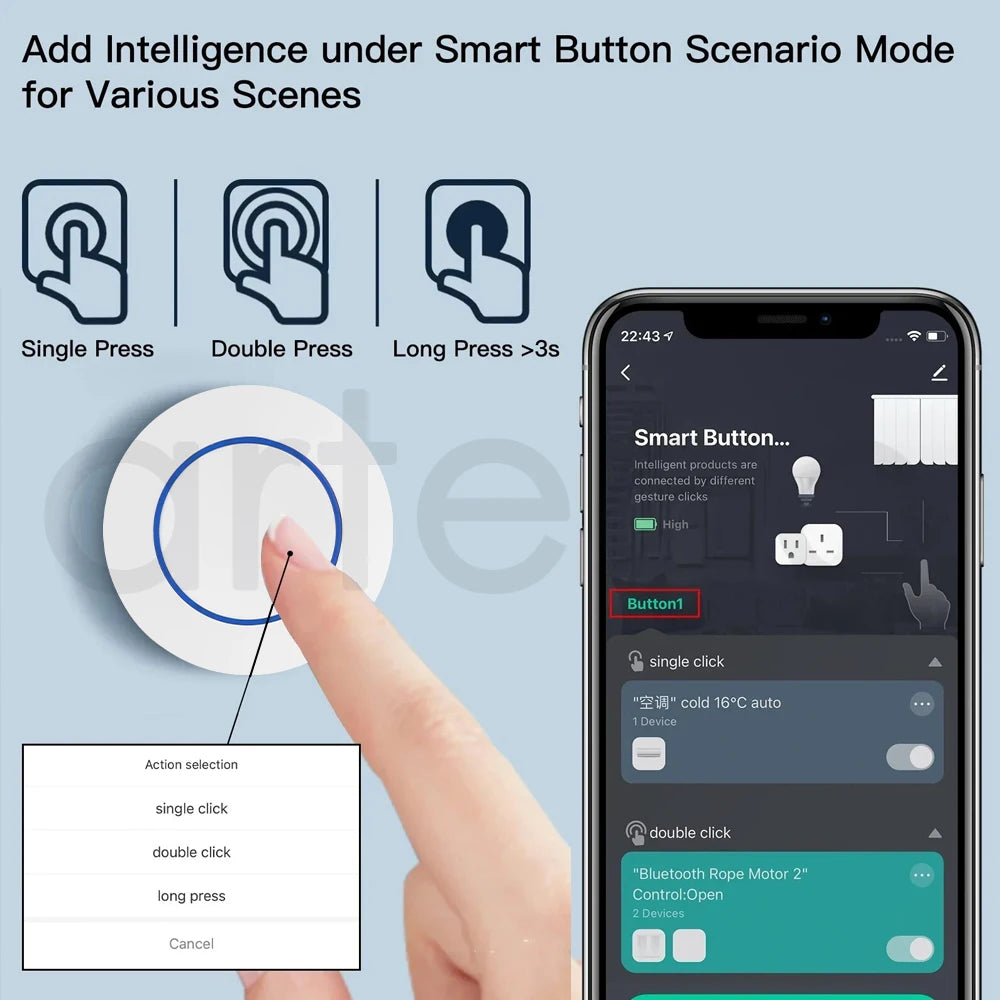 Smart Zigbee Scene Switch DIY Push Button Switch Wireless Remote On Off Controller Smart Home Automation Scenario Switch For Z2M