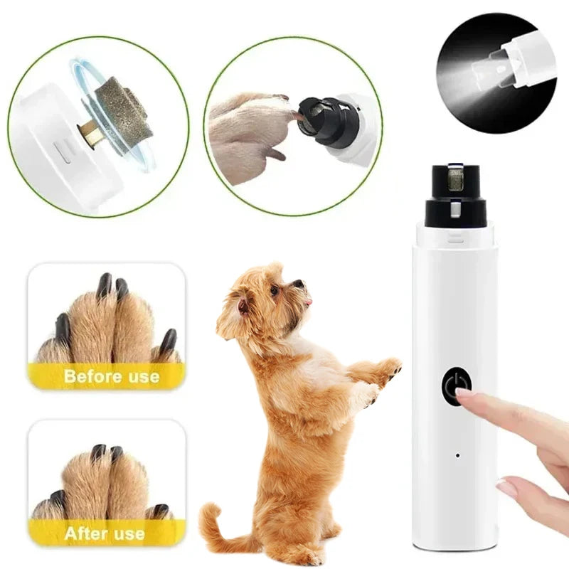New Electric Dog Nail Clippers Rechargeable USB Charging LED Light Quiet Cat Nail Grinders Pet Paws Nail Grooming Supplies
