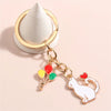 Mini Heart Balloon Cat Keychain Lovely Enamel Kitten Keyring For Women Men Handbag Decor Jewelry Car Keys Accessories Gift