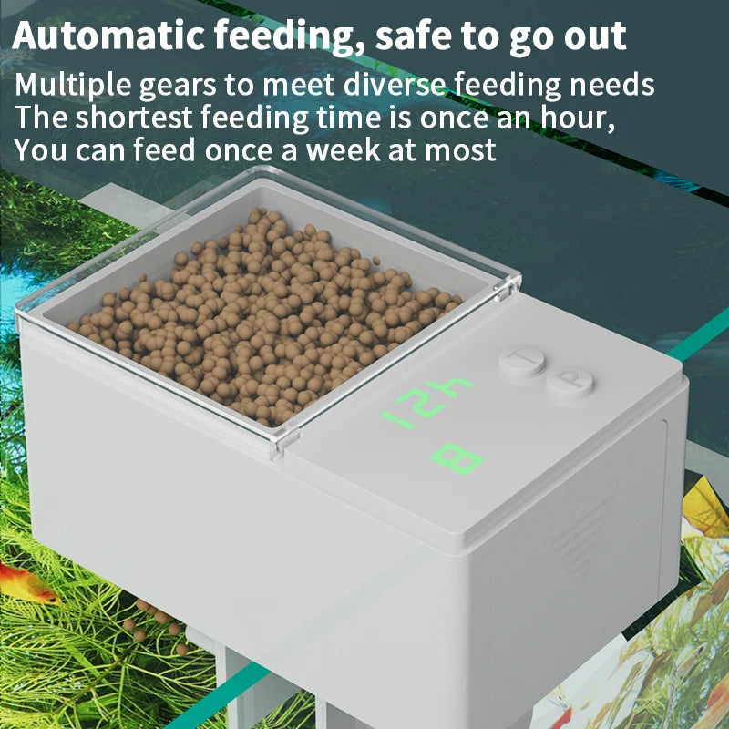 Smart automatic fish feeder Adjustable battery-powered LCD timer with 24-hour feeding schedule ABS material is perfect aquarium