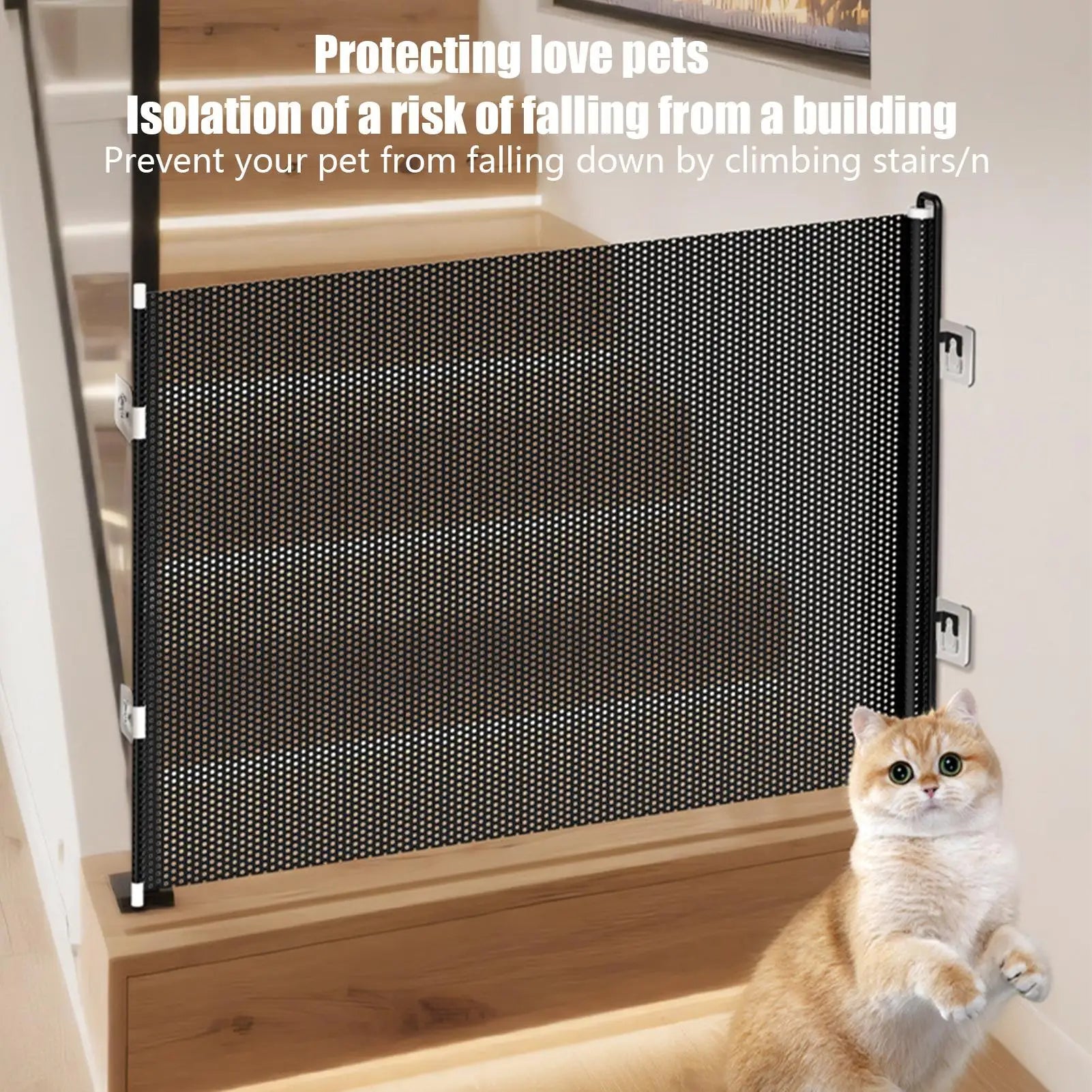 Indoor Retractable Pet Safety Gate Baby Barrier Plastic Mesh Fence Stair Barrier for Dog Kitten Prevent Crawl