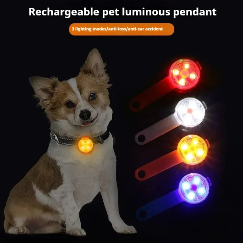 LED Pet Dog Cat Collar Pendant Night Safety Cat Luminous Light Waterproof Flashing Harness USB Charging For Dog Accessories