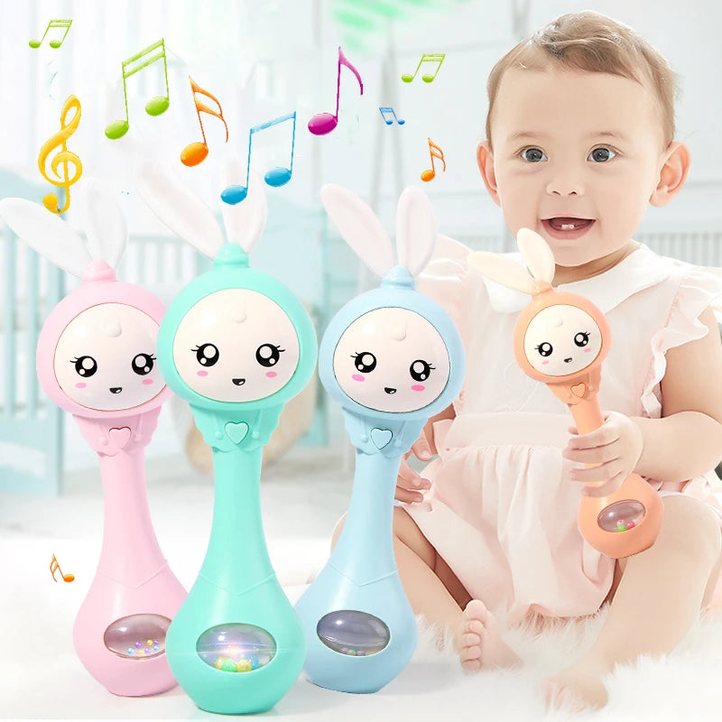 Music and Shine Rattle Toys Rabbit Intelligent Baby Rattles Smart Bunny Smarty Media Smart Shake Newborn Early Educational Toy
