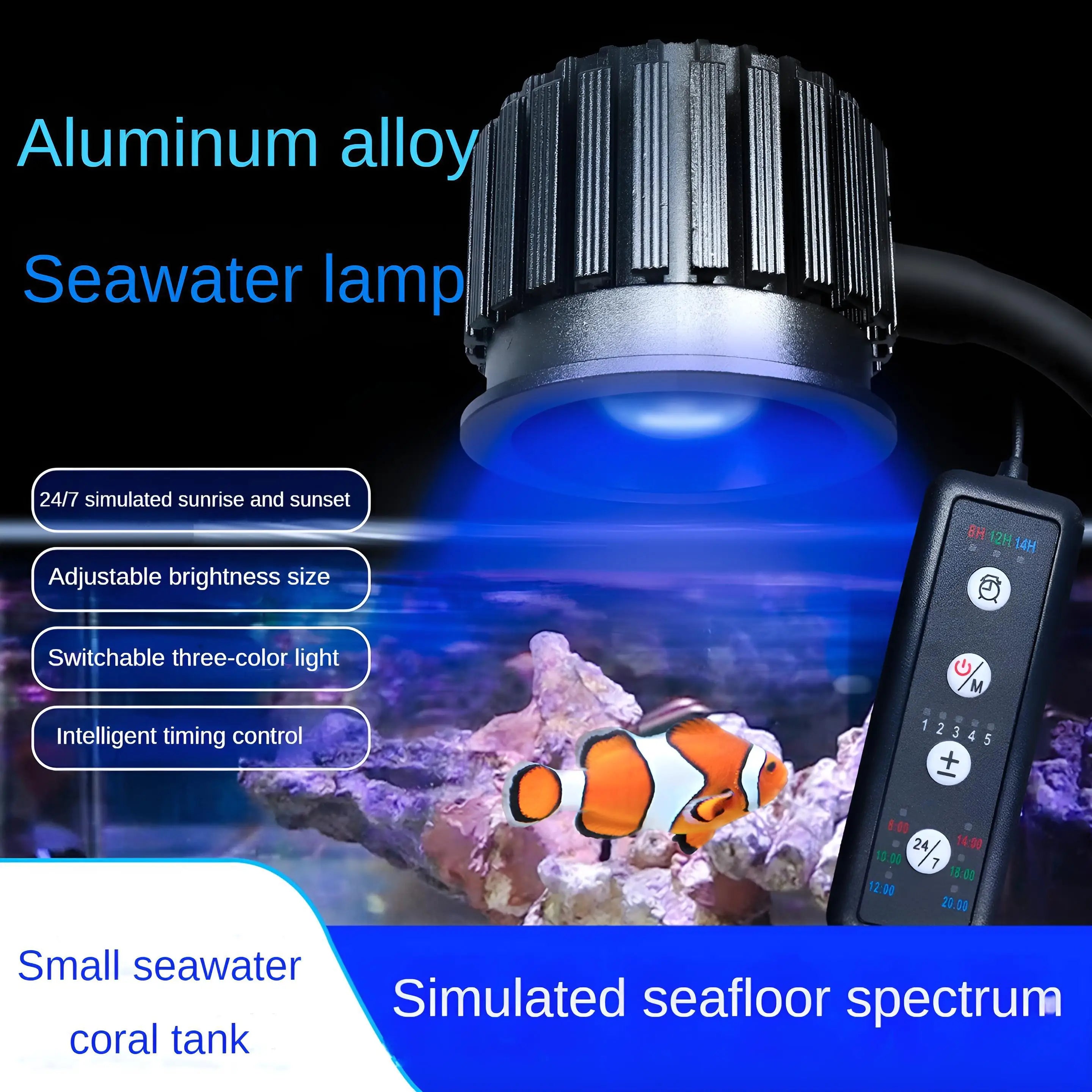 [Smart Aquarium Light] 24/7 Sunrise Sunset Mode Auto Dimming 3-Color Switch Aluminum Alloy Coral Tank Light