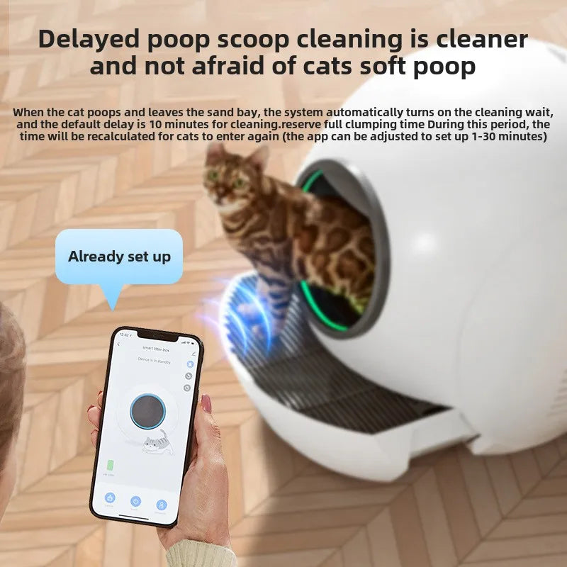 Smart Cat Litter Box Large Size Anti-takeout Clean UV Sterilization Anti-splash Cat Toilet WIFI Control Pet Cleaning Supplies