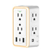 9-in-1 Surge Protector 6-Outlet Extender with 2 USB & 1 USB-C Ports Power Strip Multi Plug Outlets Wall Adapter Spaced for Home