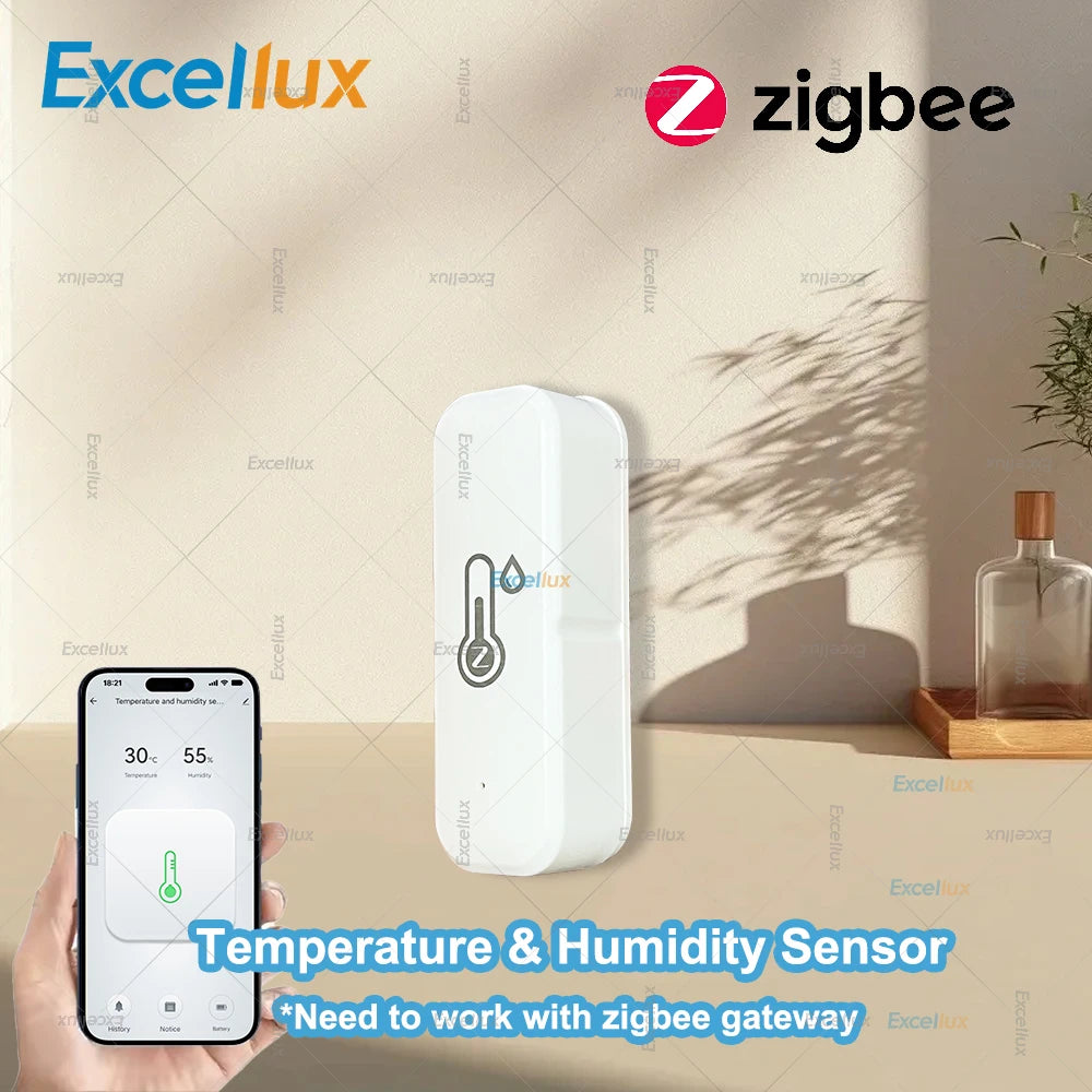 Smart Zigbee Temperature And Humidity Sensor Smart Home Hygrometer Thermometer APP Remote Monitoring Works with Zigbee Gateway