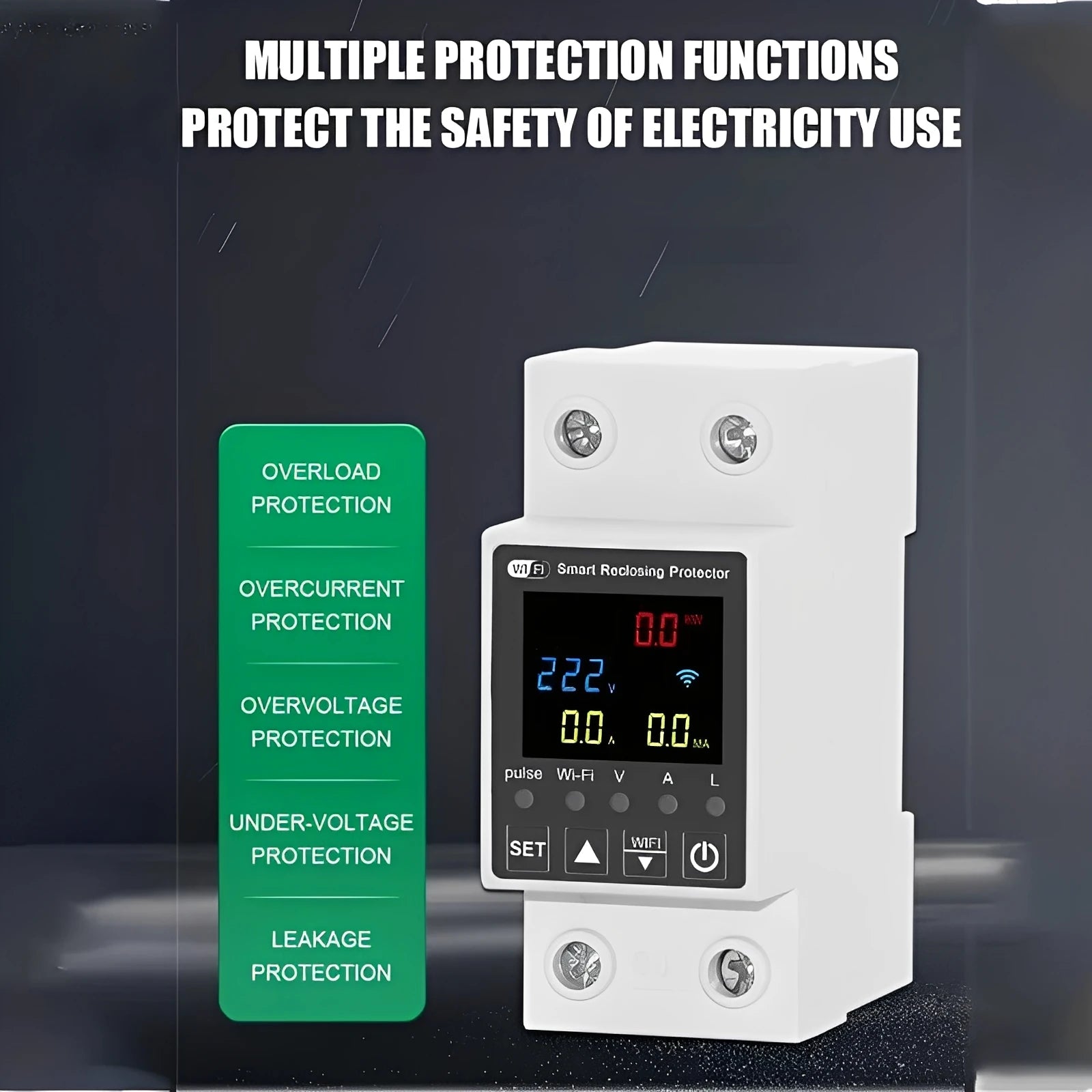 Reclosable smartlifeCircuit breaker WIFI 63A 110V 220V Energy Meter Metering Timer with voltage current leakage protection