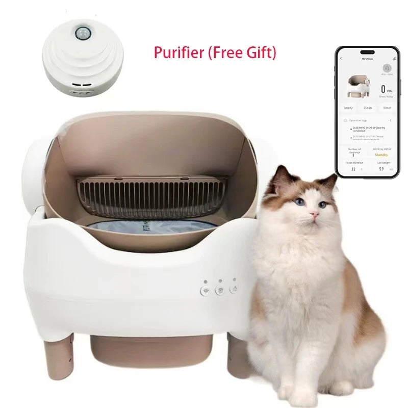 Automatic Smart APP Cat Litter Box Self Cleaning Fully Enclosed Cat Litter Box Pet Toilet Litter Tray with Free Gift Purifier
