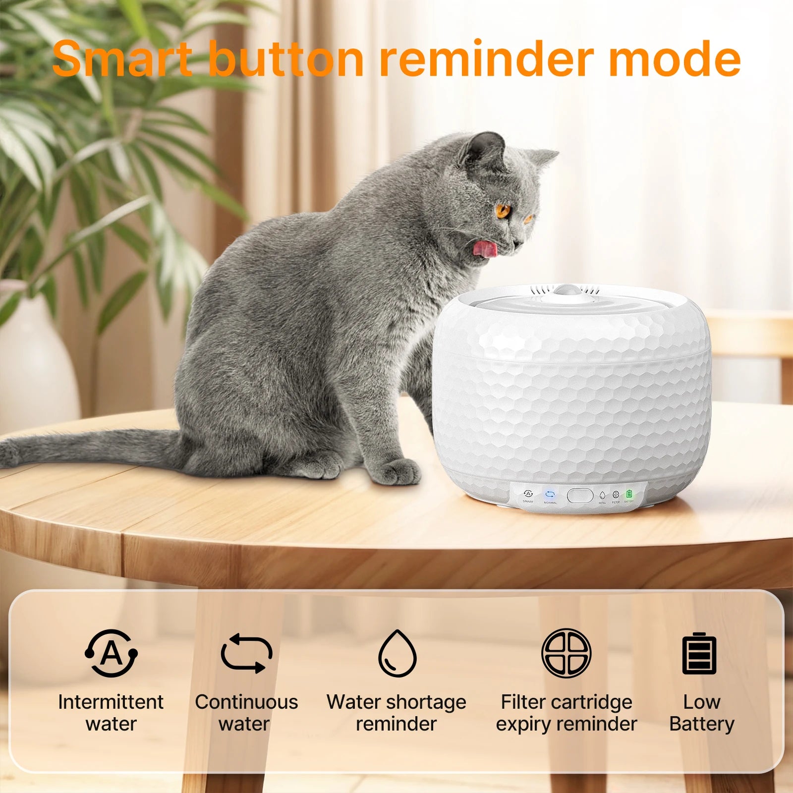 Smart 1.8L Pet Water Dispenser for Cats and Dogs Portable Automatic Loop Filtering Cat Water Fountain with Constant Temperature