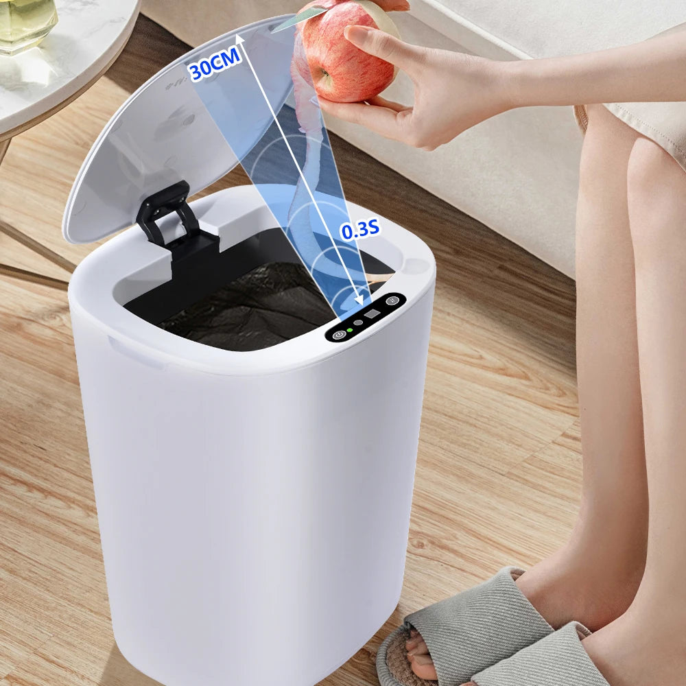 SDARISB Smart Sensor Trash Can Automatic Kicking White Garbage Bin for Kitchen Bathroom Waterproof 8.5-12L Electric Waste Bin