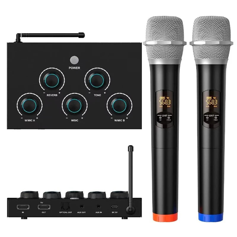 Wireless Karaoke Microphone Mixer System – Handheld Mic with Speaker & Amplifier for Smart TV, PC & Home Use
