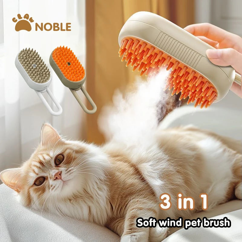 3 in 1 Pet Electric Steam Brush Cat and Dog Cleaning Spray Massage Grooming Comb Retractable Handle Pet Hair Removal BeautyBrush