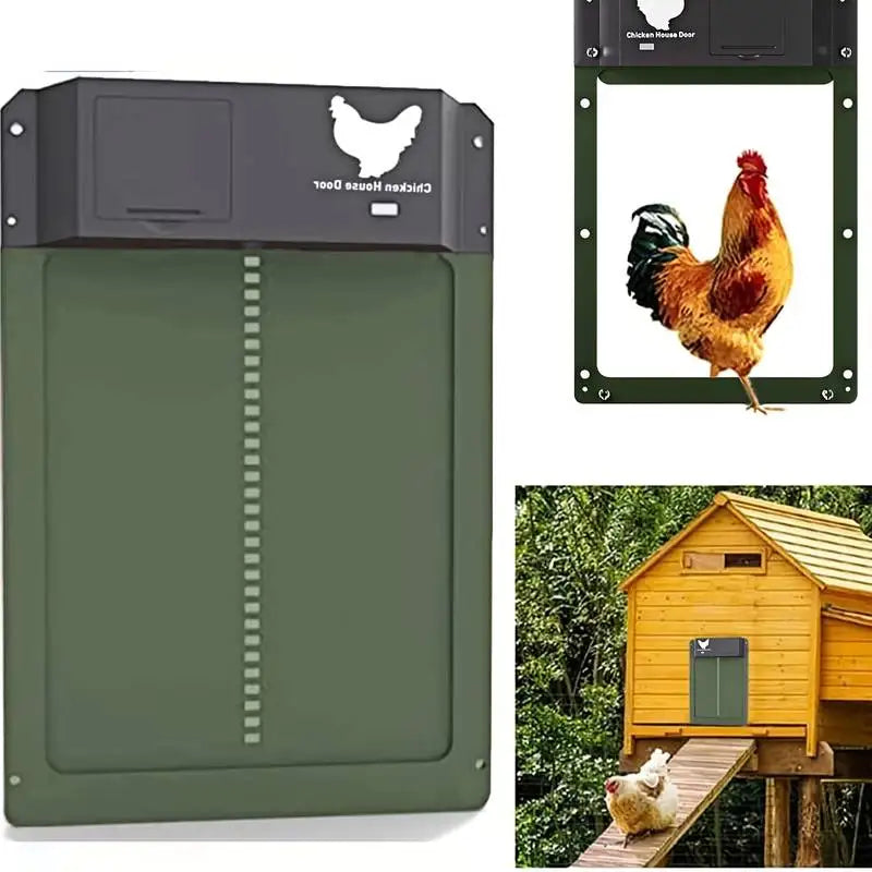 Automatic Chicken Coop Door Chicken House Door Light Sensor Farm Chicken Opener Pets Duck Cage Door Supplies Battery Powered