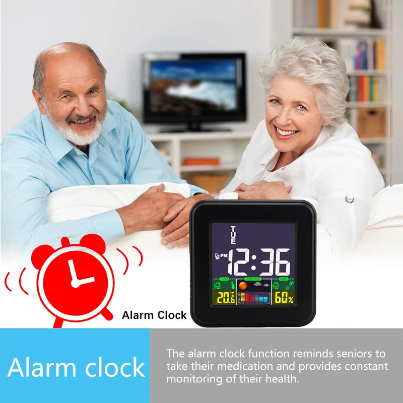 Smart Digital Alarm Clock LCD Display with Temperature Hygrometer Calendar Timer Intelligent Voice Controlled for Bedroom Office