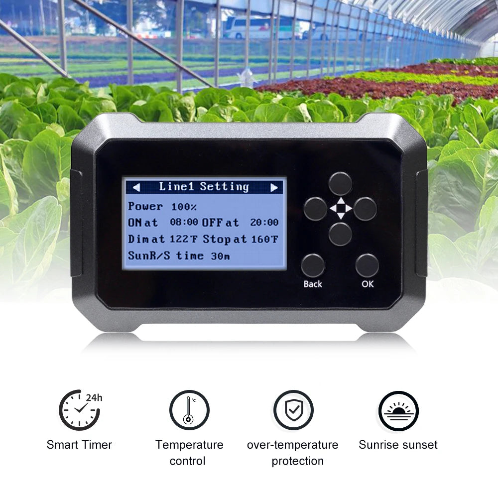 Smart Grow Light Controller RJ14 RJ45 2-channel 0-10V Light Controller With Temperature and Humidity Sensor