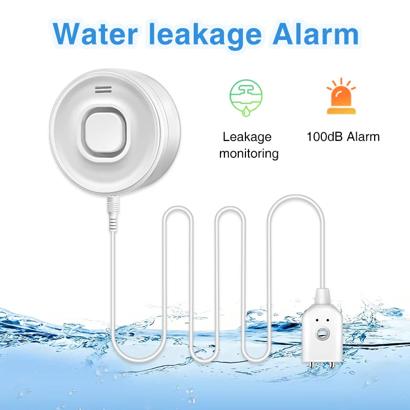 Water Leak Alarm Detector, 100dB Loud Alert Water Sensor, IP55 Waterproof, , Easy Installation for  Home Basement Flood NO Smart