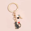 Mini Heart Balloon Cat Keychain Lovely Enamel Kitten Keyring For Women Men Handbag Decor Jewelry Car Keys Accessories Gift
