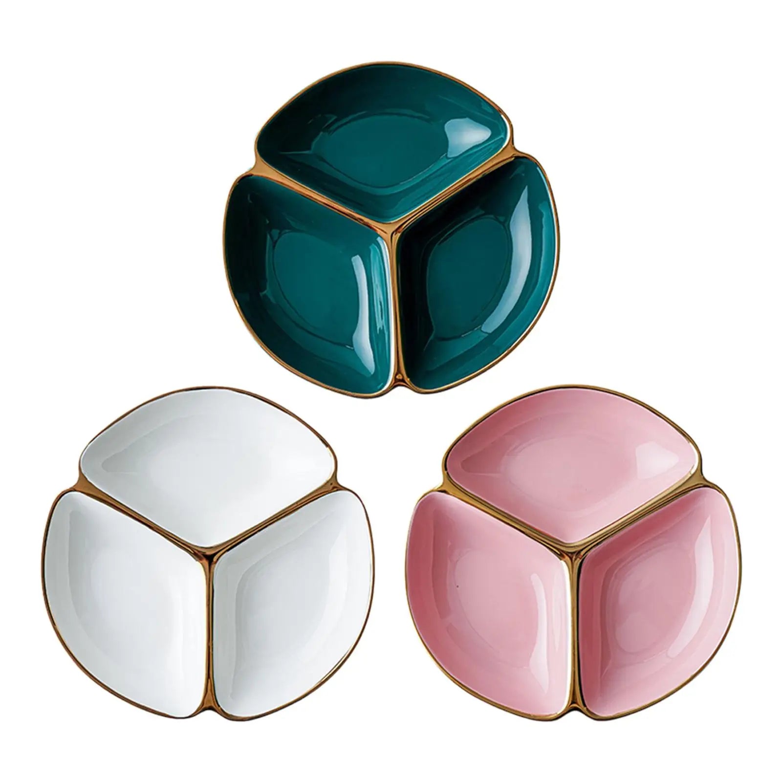 Divided Plate Portion Control Three-grid Dinner Plate for Lunch Adult Dinner