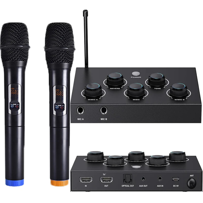 Wireless Karaoke Microphone Mixer System – Handheld Mic with Speaker & Amplifier for Smart TV, PC & Home Use