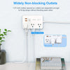 Surge Protector Ultra Thin Flat US Plug with 6 Widely Outlets 4 USB Ports,5ft Extender Cable,Power Strip Adapter for Home Office