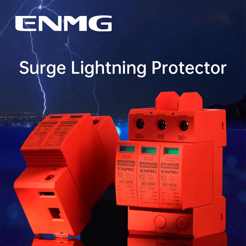1000VDC Surge Protector 2P 40KA Solar PV Lightning Arrester for Home Solar System, DC Power Surge Protection, Overvoltage & Surg