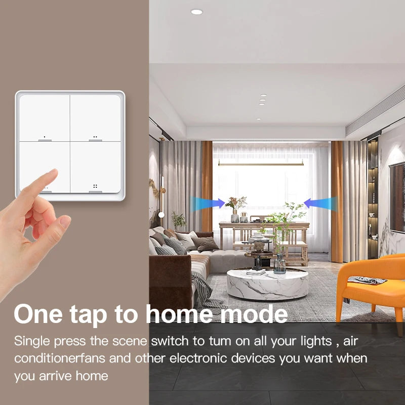 Tuya zigbee Smart Button Scene Switch 1/2/3/4 Gang Switch Push Button Controller Works With Smart Life App ZigBee Gateway
