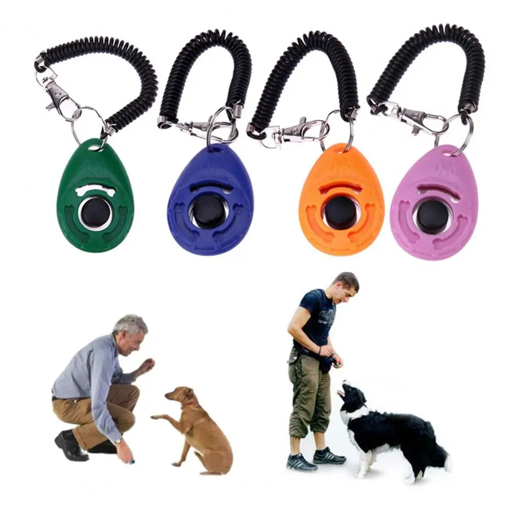 Pet Trainer Dog Training Clicker Pet Cat Plastic New Dogs Click Trainer Aid Adjustable Wrist Strap Sound Key Chain Dog Clicker