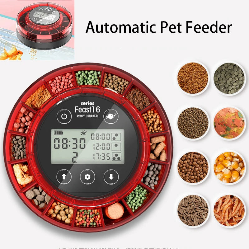 2025 Automatic Meal Fish Feeder For Aquarium Automatic Fish Feeder With Timer Rechargeable Timer With USB Cable LCD Display
