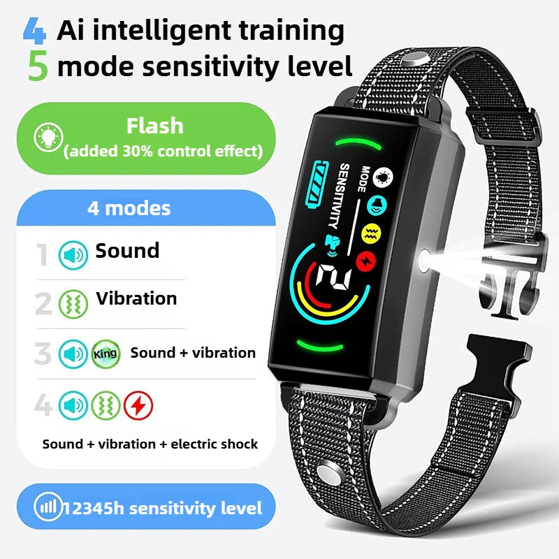 Smart Color Screen Dog Training Anti-barking Device Multi-function Waterproof Dog Collar Electric Shocker Automatic Pet Products