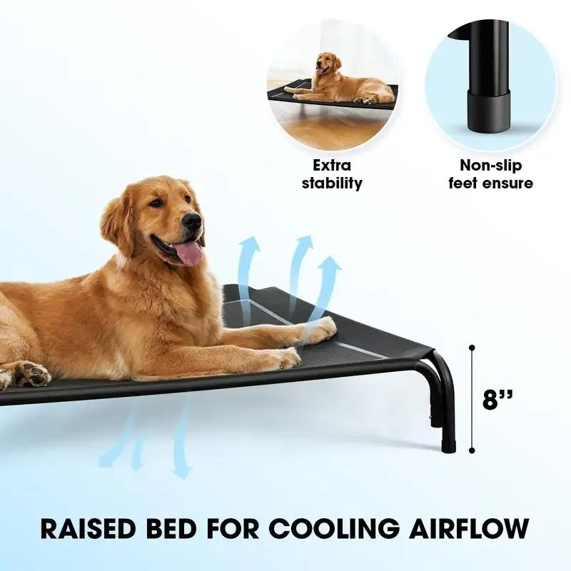 Elevated Dog Bed for Large Dogs Cooling Pet Cot Breathable Mesh Durable Frame Easy Clean Raised Pet Bed Indoor Outdoor Home