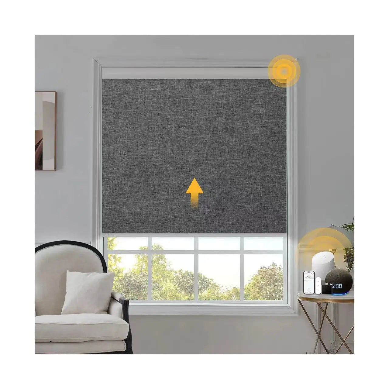 Automatic Hot Sale Smart Control Noise Reduction Three Layer Fabric Smart Roller Blinds For Windows