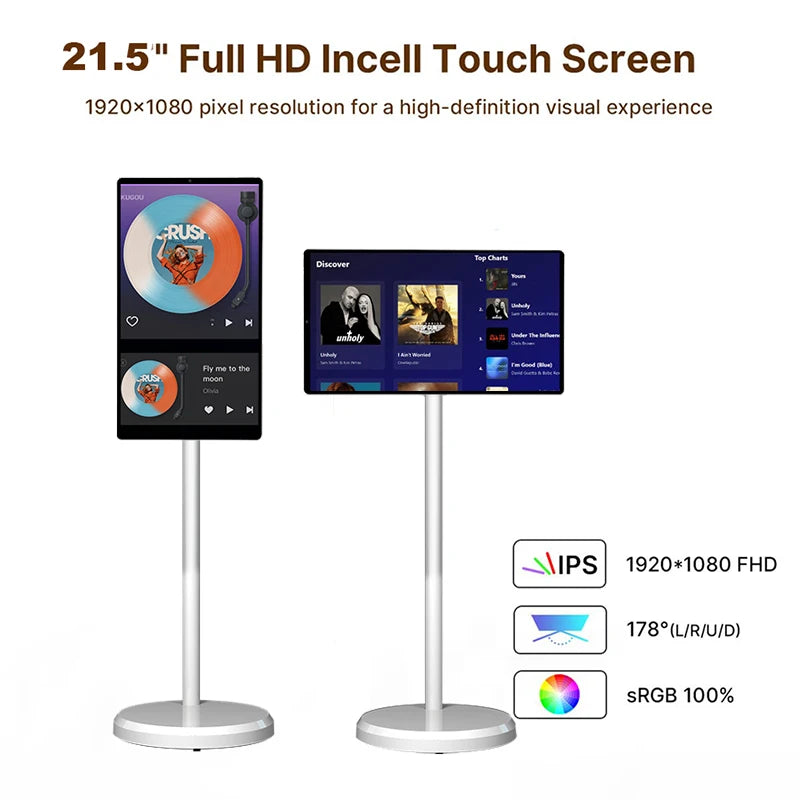 OFD 21.5 Inch Portable Monitor Android 13 Indoor Smart Interactive Display Screen Portable Tv With 9H Battery Moveable Smart Tv