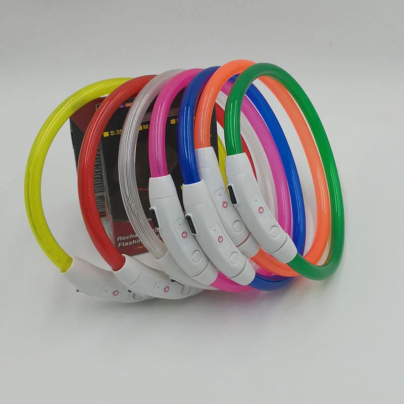 Led Light Dog Collar Detachable Glowing USB Charging Luminous Leash for Big Cat Collar Small Bright Labrador  Pets Dogs Products