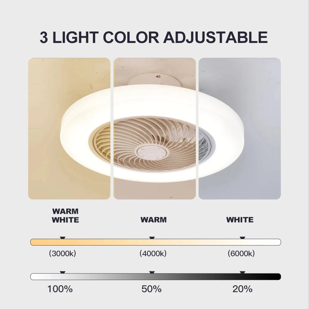 Smart Ceiling Fan Fans With Lights Remote Control Bedroom Decor Ventilator Lamp 52cm Air Invisible Blades Silent