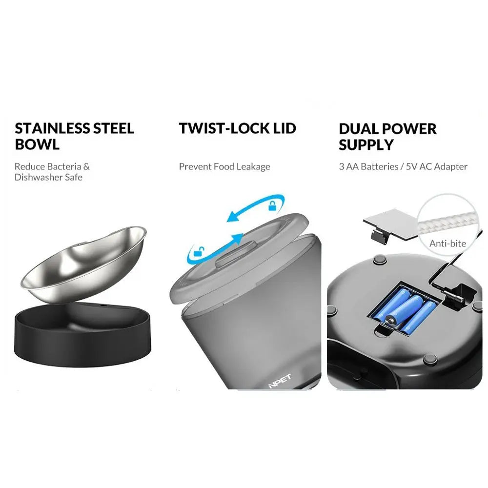 4L Smart Pet Feeder Stainless Steel Bowl Timed Feeding APP Control Feeder WIFI Enabled Remote Control Cat Automatic Feeder