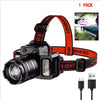 Smart Induction White Light LED Headlight Zoom USB Charging Sensor LED Headlamp Outdoor Multi-Function Head Torch Lantern Lamps