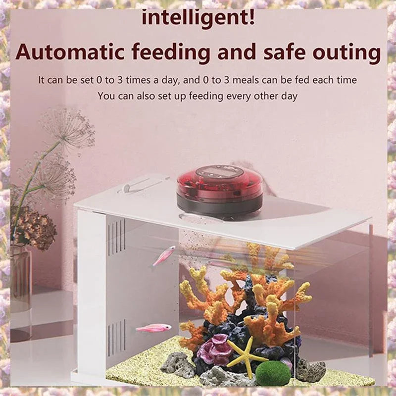 2025 Automatic Meal Fish Feeder For Aquarium Automatic Fish Feeder With Timer Rechargeable Timer With USB Cable LCD Display