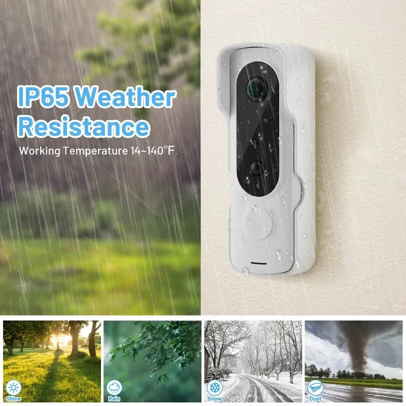 Smart WiFi Doorbell 1080P HD Wide Angle Camera Wireless Doorbell Motion Detection Video Doorbell Two Way Voice for Home Security
