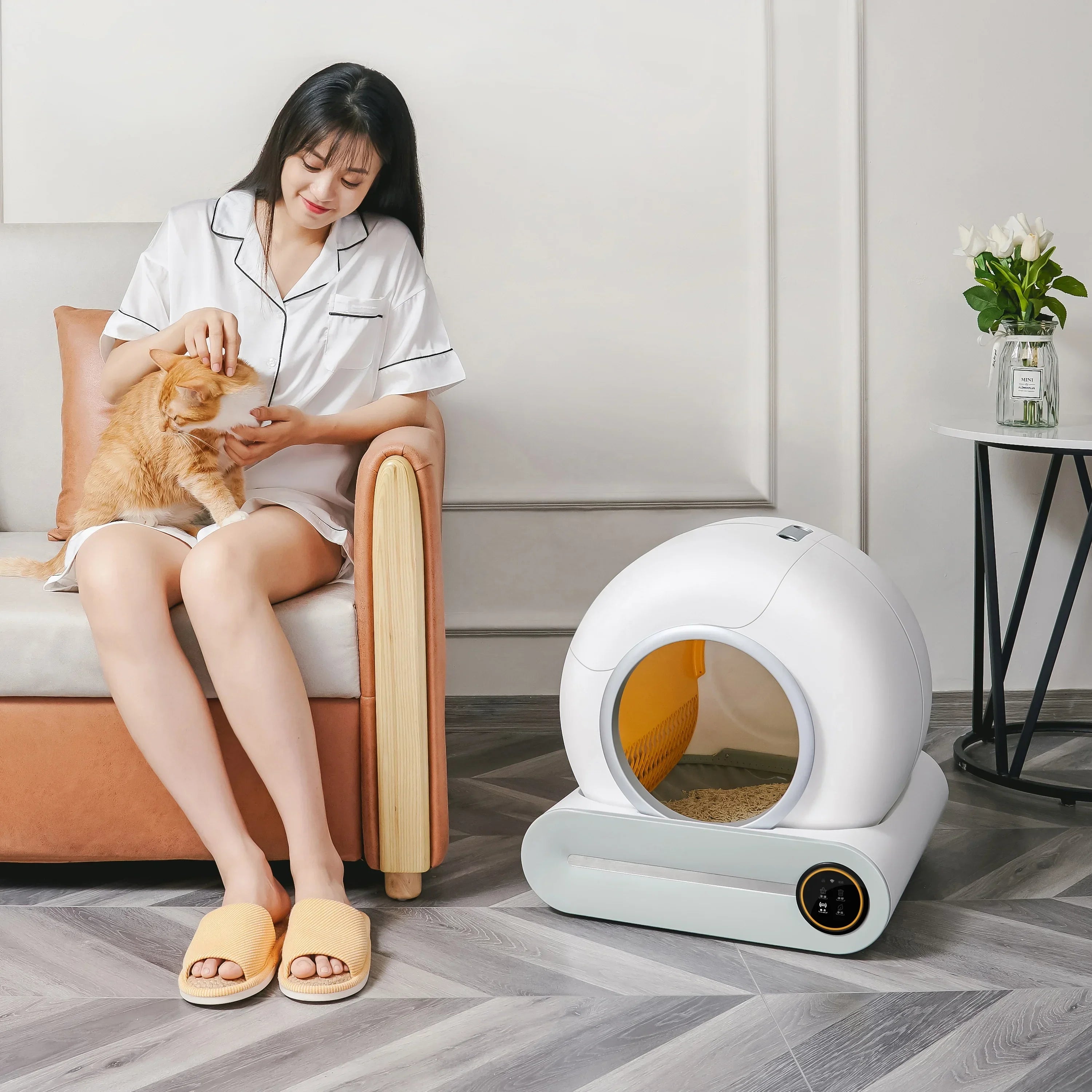 2024 New Design Smart Cat Litter Box Hidden Large Self Electric Automatic Cleaning Sifting APP Control