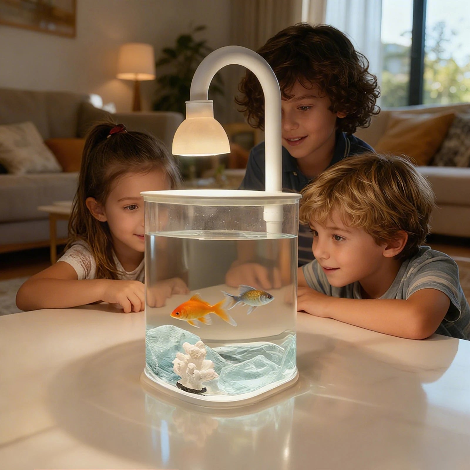 Starter Kit Small Fish Tank Axolotl Tank Tabletop Turtle Tank Goldfish Tank With Light Party Chirstmas Gift Idea For Kids