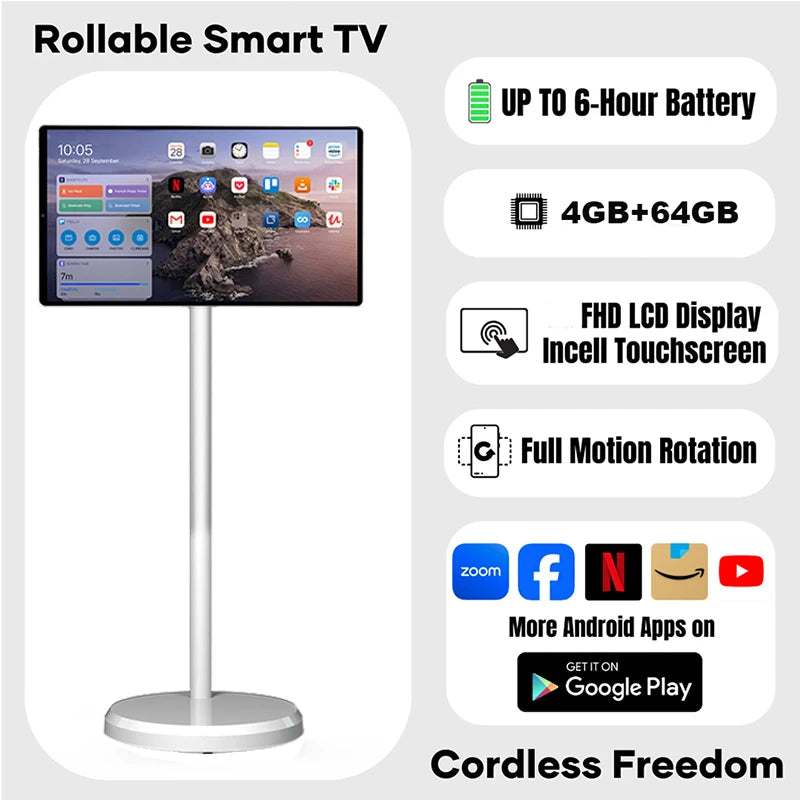 OFD 21.5 Inch Portable Monitor Android 13 Indoor Smart Interactive Display Screen Portable Tv With 9H Battery Moveable Smart Tv