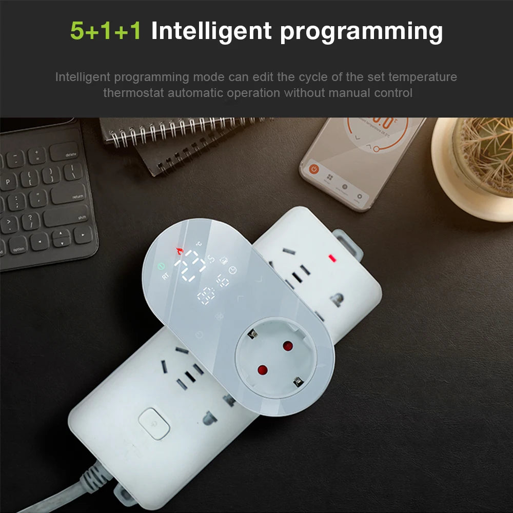 Smart WiFi LED Thermostat Plug Outlet Digital Energy Plug 16A  APP Remote Control Temperature Controller for Heating Cooling