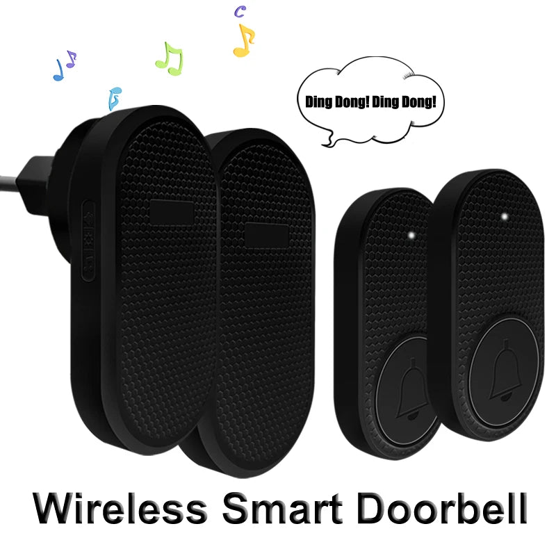 Smart Home Wireless Doorbell Welcome Chime 433MHz Door Bell Reminder Device 32 Songs Melodies Alarm Adjustable Volume US EU Plug