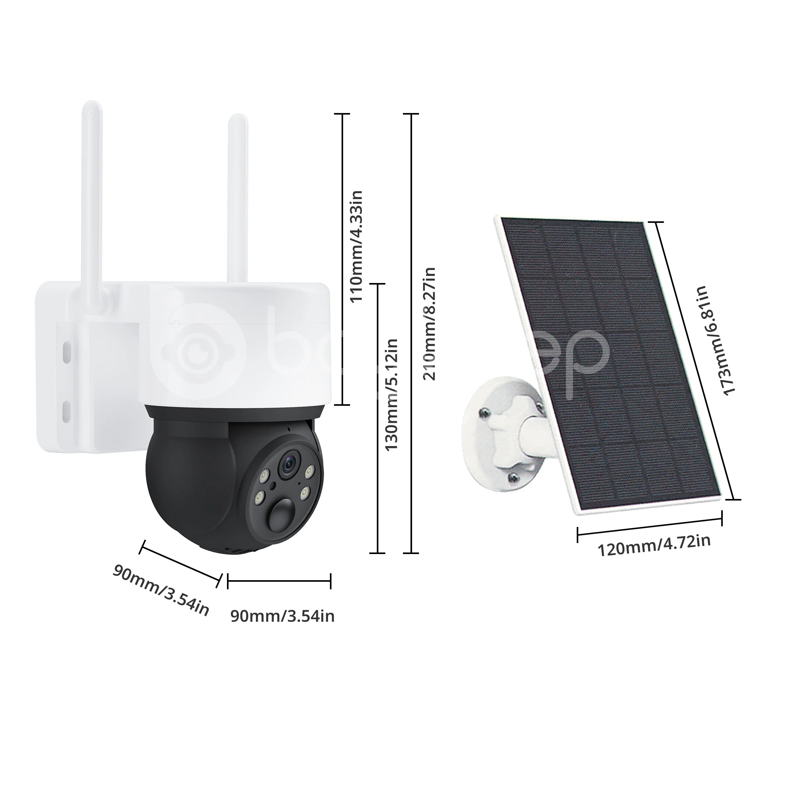 Boykeep Smart Security Camera 3MP HD 360° Rotating Outdoor Bullet Camera Low Power Solar Powered Dual Light Night Vision IP66