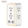 9-in-1 Surge Protector 6-Outlet Extender with 2 USB & 1 USB-C Ports Power Strip Multi Plug Outlets Wall Adapter Spaced for Home