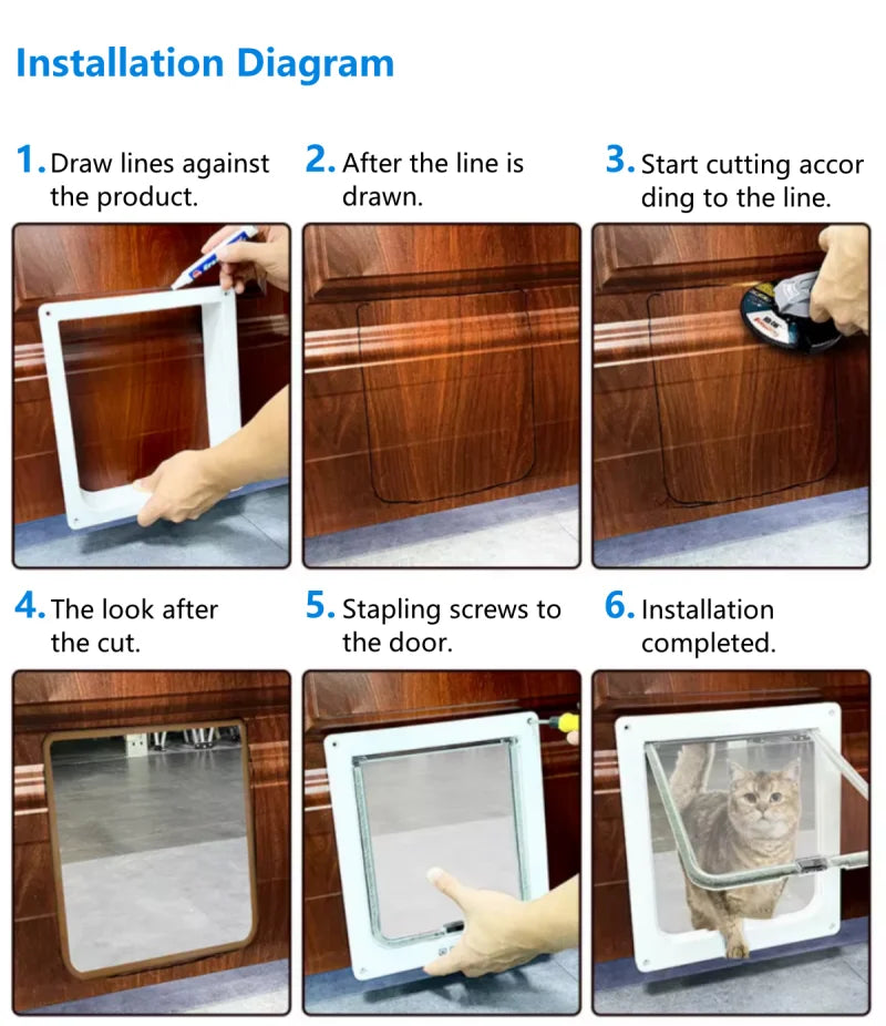 Smart 4 Way Locking Microchip Activated Cat Door Durable Interior Exterior Cat Flap Door For Cats And Small Dog Entry And Exit